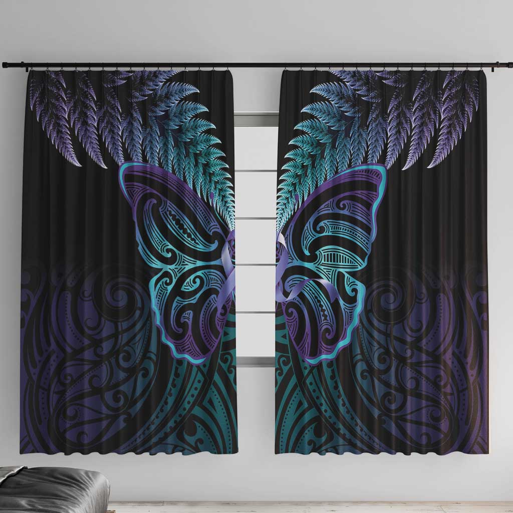 Suicide Prevention New Zealand Window Curtain Aotearoa Maori Butterfly Mix Silver Fern - Aussie Hoodie