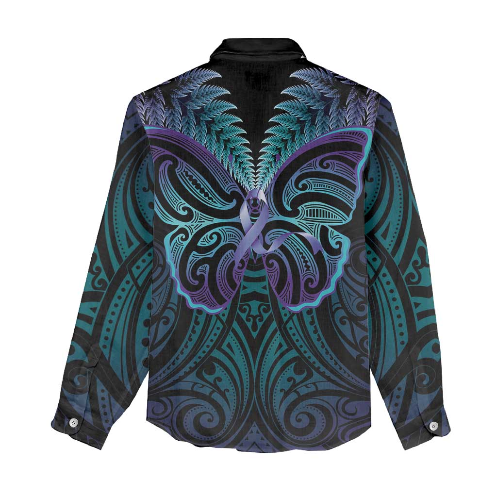 Suicide Prevention New Zealand Women Casual Shirt Aotearoa Maori Butterfly Mix Silver Fern - Aussie Hoodie