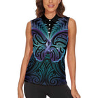 Suicide Prevention New Zealand Women Sleeveless Polo Shirt Aotearoa Maori Butterfly Mix Silver Fern - Aussie Hoodie