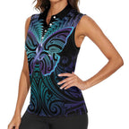 Suicide Prevention New Zealand Women Sleeveless Polo Shirt Aotearoa Maori Butterfly Mix Silver Fern - Aussie Hoodie