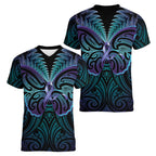 Suicide Prevention New Zealand Women V-Neck T-Shirt Aotearoa Maori Butterfly Mix Silver Fern - Aussie Hoodie