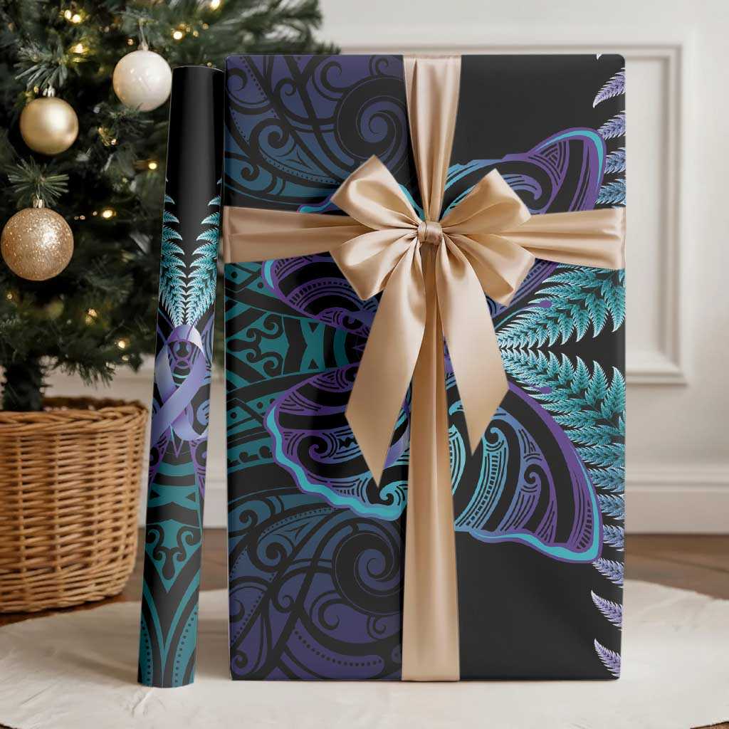 Suicide Prevention New Zealand Wrapping Paper Aotearoa Maori Butterfly Mix Silver Fern - Aussie Hoodie