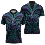 Suicide Prevention New Zealand Zipper Polo Shirt Aotearoa Maori Butterfly Mix Silver Fern - Aussie Hoodie