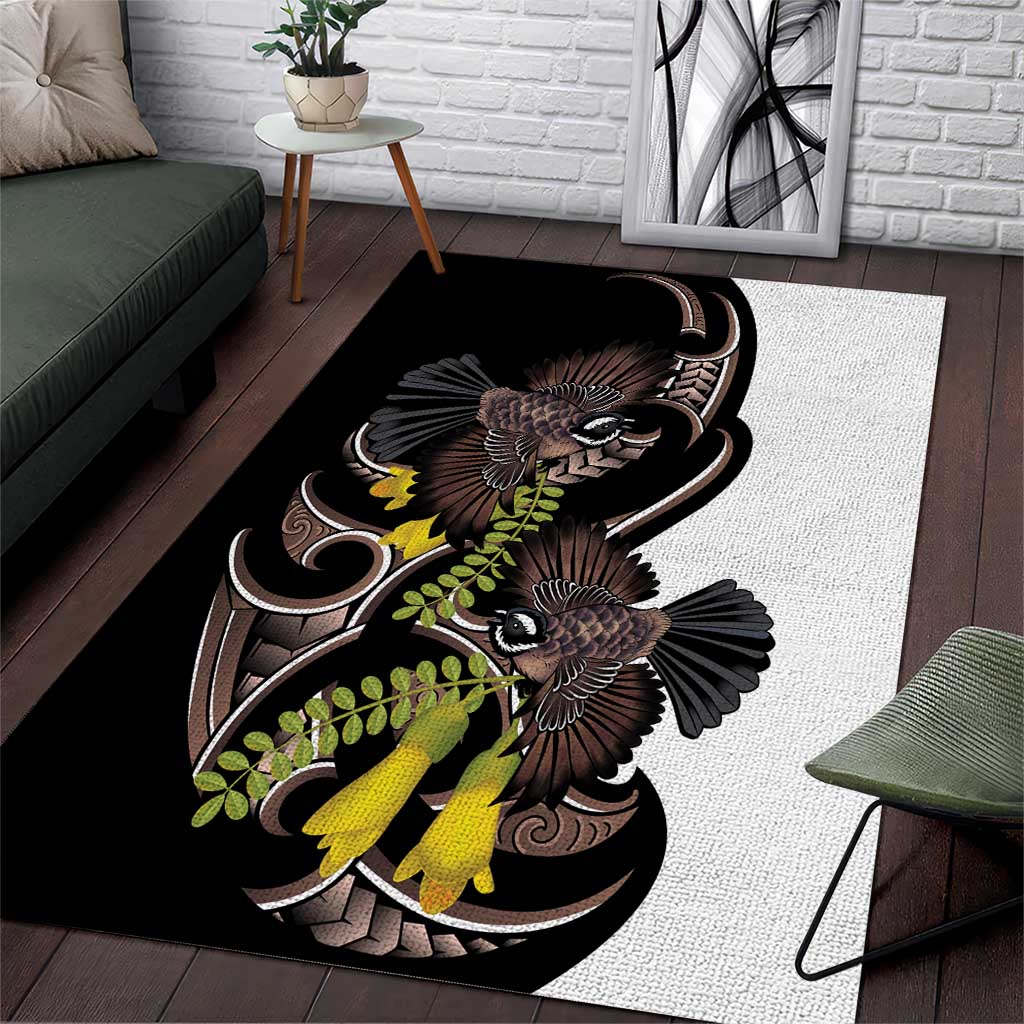 New Zealand Valentines Day Area Rug Piwakawaka Lovers Maori Koru Tattoo - Aussie Hoodie