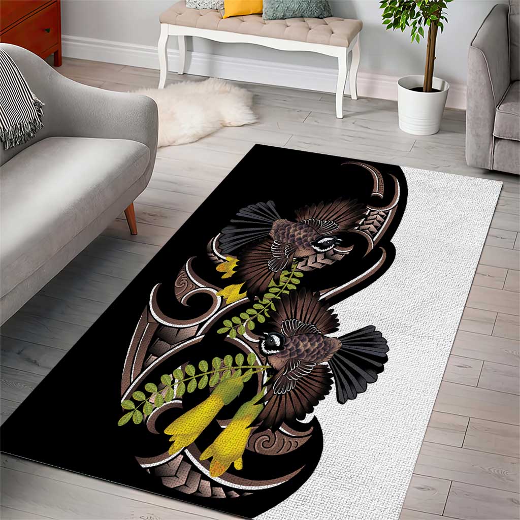 New Zealand Valentines Day Area Rug Piwakawaka Lovers Maori Koru Tattoo - Aussie Hoodie
