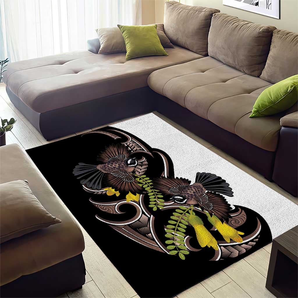 New Zealand Valentines Day Area Rug Piwakawaka Lovers Maori Koru Tattoo - Aussie Hoodie