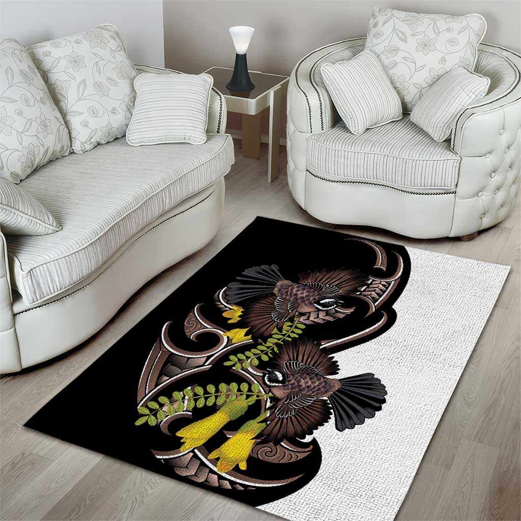 New Zealand Valentines Day Area Rug Piwakawaka Lovers Maori Koru Tattoo - Aussie Hoodie