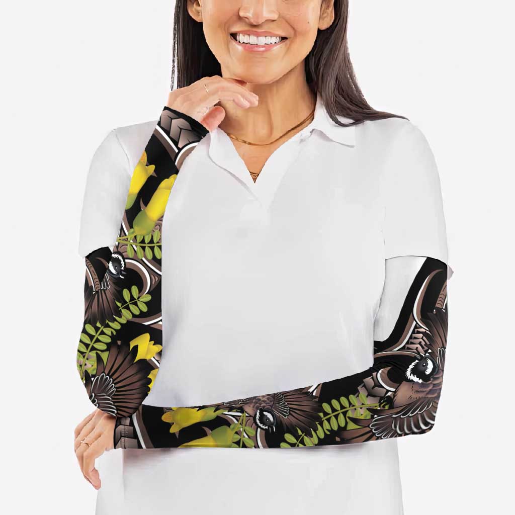 New Zealand Valentines Day Arm Sleeves Piwakawaka Lovers Maori Koru Tattoo - Aussie Hoodie