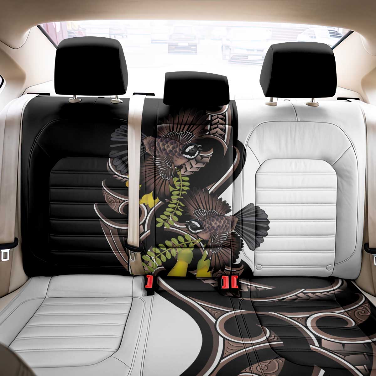 New Zealand Valentines Day Back Car Seat Cover Piwakawaka Lovers Maori Koru Tattoo - Aussie Hoodie