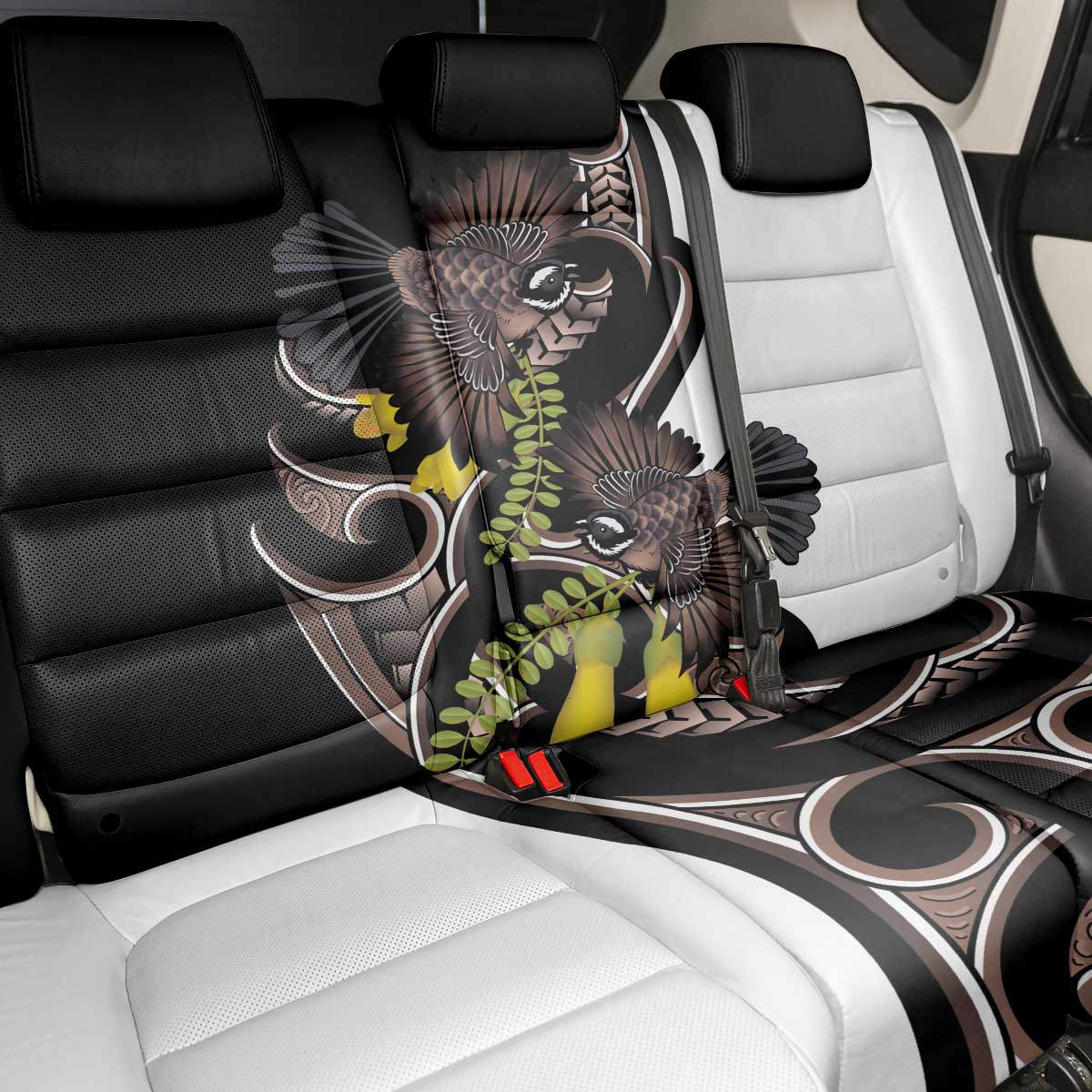 New Zealand Valentines Day Back Car Seat Cover Piwakawaka Lovers Maori Koru Tattoo - Aussie Hoodie