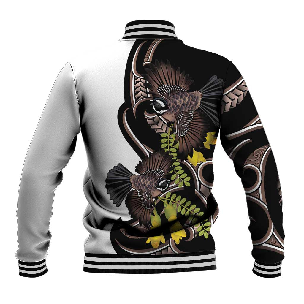 New Zealand Valentines Day Baseball Jacket Piwakawaka Lovers Maori Koru Tattoo - Aussie Hoodie