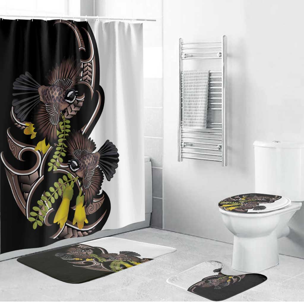 New Zealand Valentines Day Bathroom Set Piwakawaka Lovers Maori Koru Tattoo - Aussie Hoodie