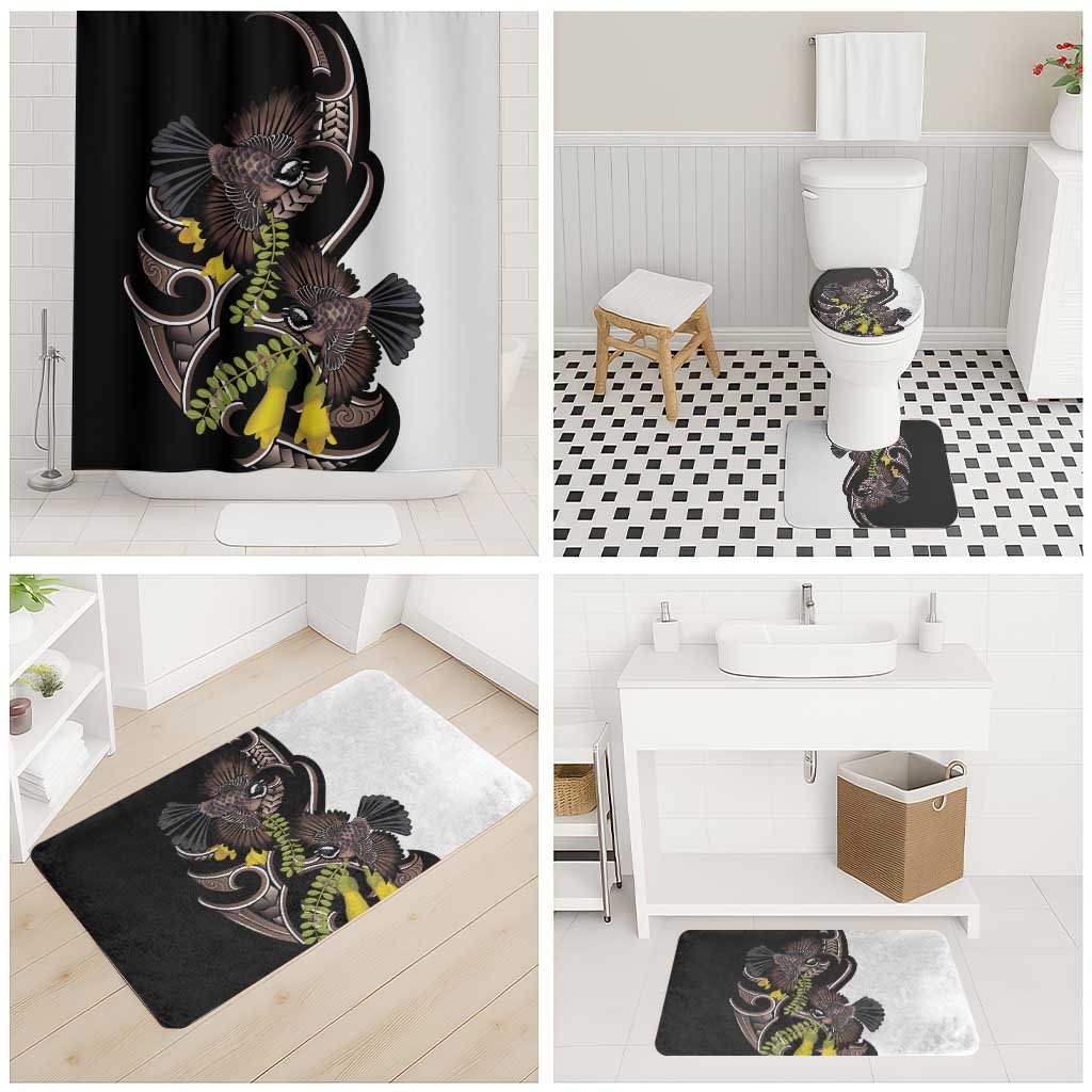 New Zealand Valentines Day Bathroom Set Piwakawaka Lovers Maori Koru Tattoo - Aussie Hoodie