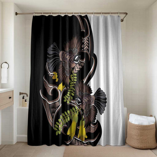 New Zealand Valentines Day Bathroom Set Piwakawaka Lovers Maori Koru Tattoo - Aussie Hoodie