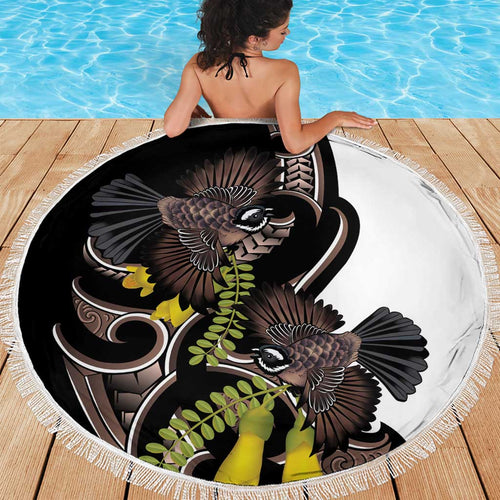 New Zealand Valentines Day Beach Blanket Piwakawaka Lovers Maori Koru Tattoo - Aussie Hoodie