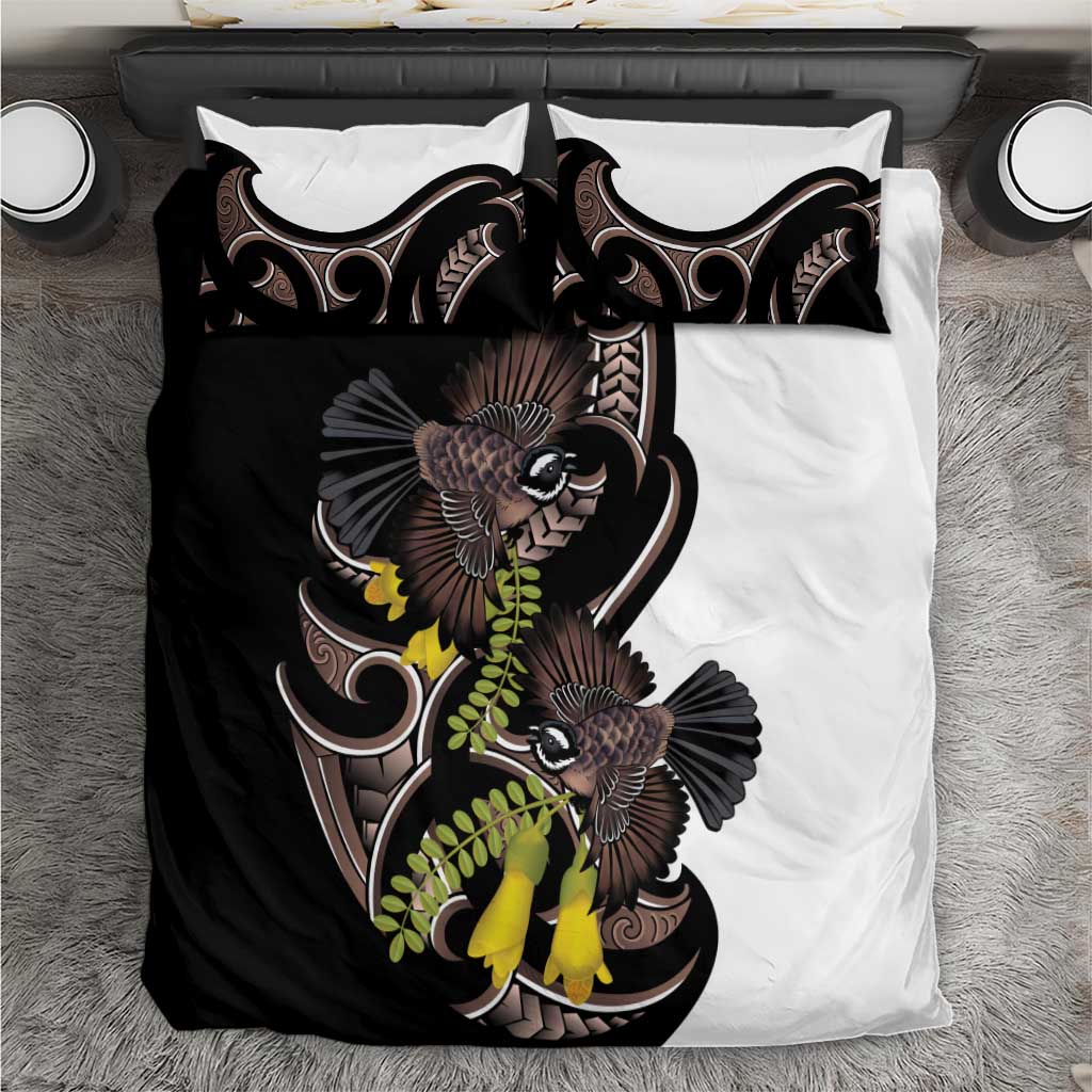 New Zealand Valentines Day Bedding Set Piwakawaka Lovers Maori Koru Tattoo - Aussie Hoodie