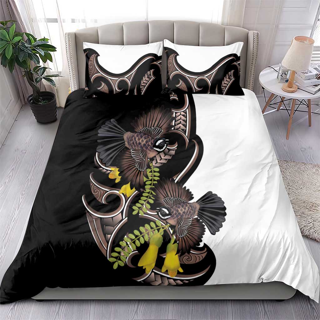 New Zealand Valentines Day Bedding Set Piwakawaka Lovers Maori Koru Tattoo - Aussie Hoodie