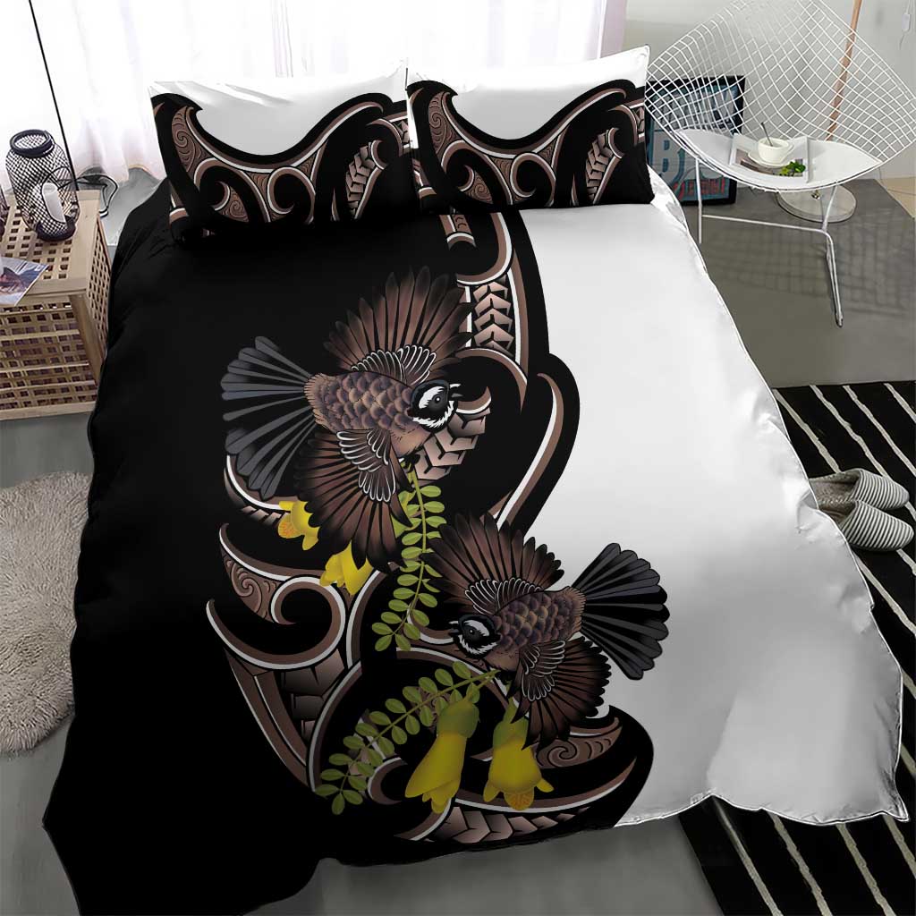 New Zealand Valentines Day Bedding Set Piwakawaka Lovers Maori Koru Tattoo - Aussie Hoodie