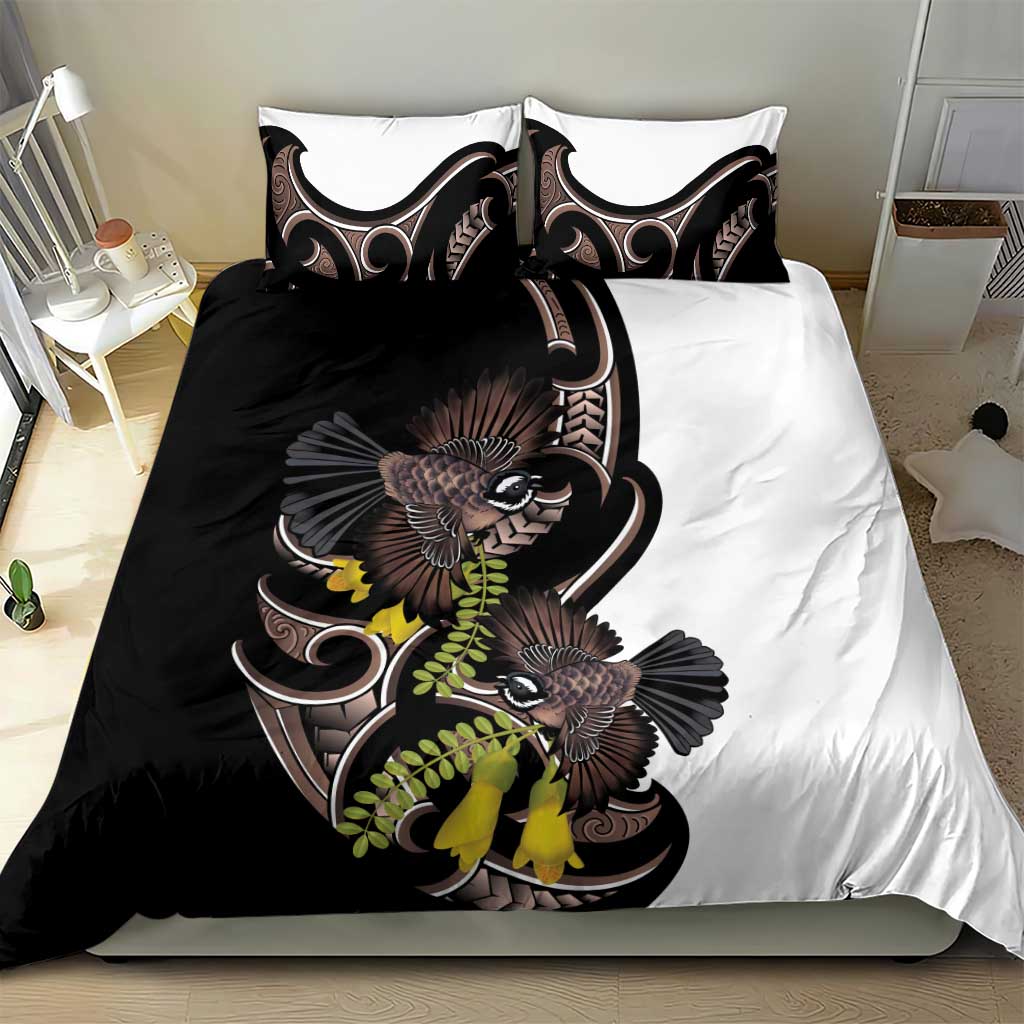 New Zealand Valentines Day Bedding Set Piwakawaka Lovers Maori Koru Tattoo - Aussie Hoodie