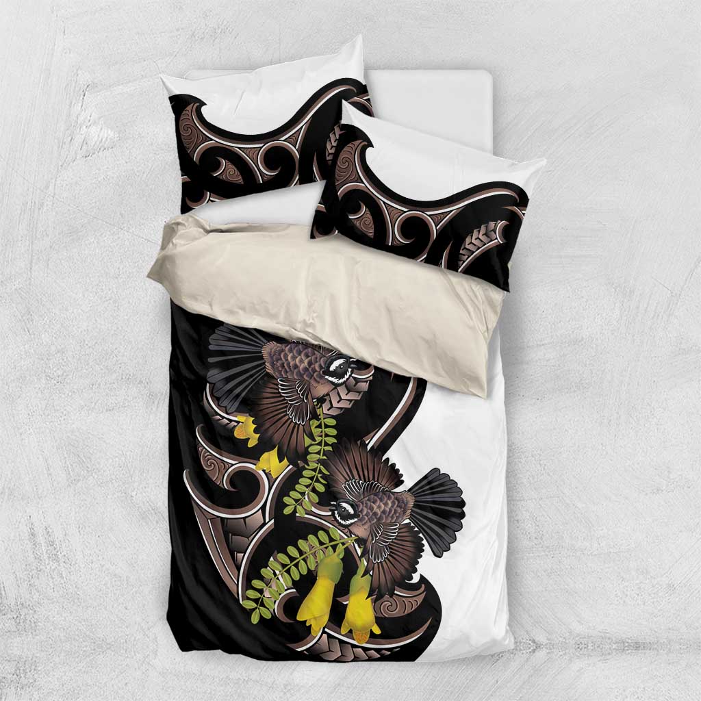 New Zealand Valentines Day Bedding Set Piwakawaka Lovers Maori Koru Tattoo - Aussie Hoodie