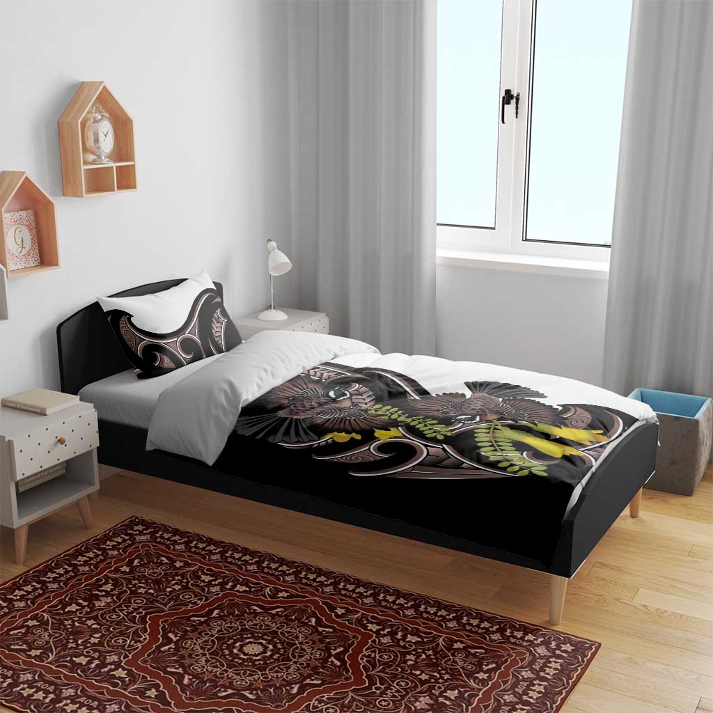 New Zealand Valentines Day Bedding Set Piwakawaka Lovers Maori Koru Tattoo - Aussie Hoodie