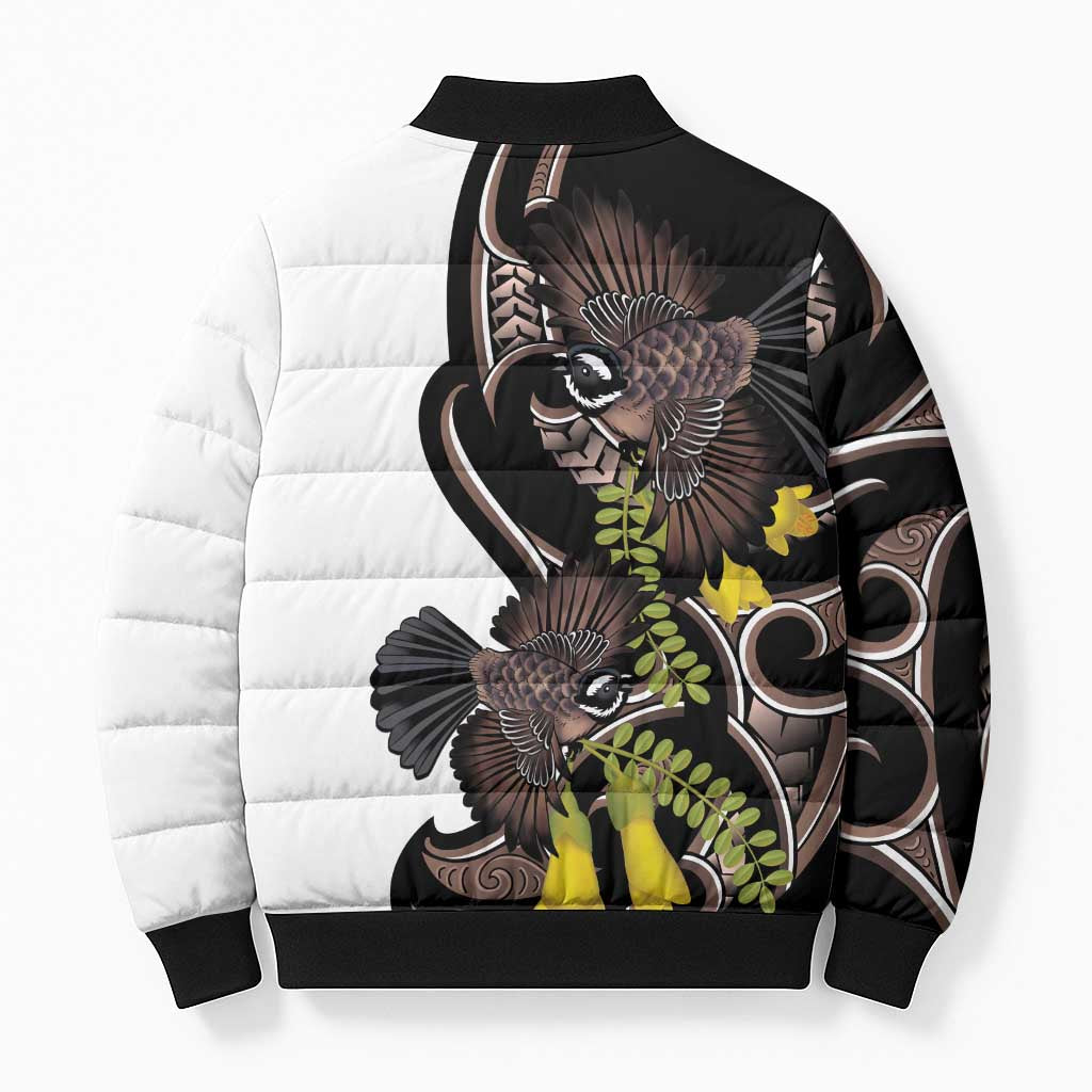 New Zealand Valentines Day Bomber Puffer Jacket Piwakawaka Lovers Maori Koru Tattoo - Aussie Hoodie