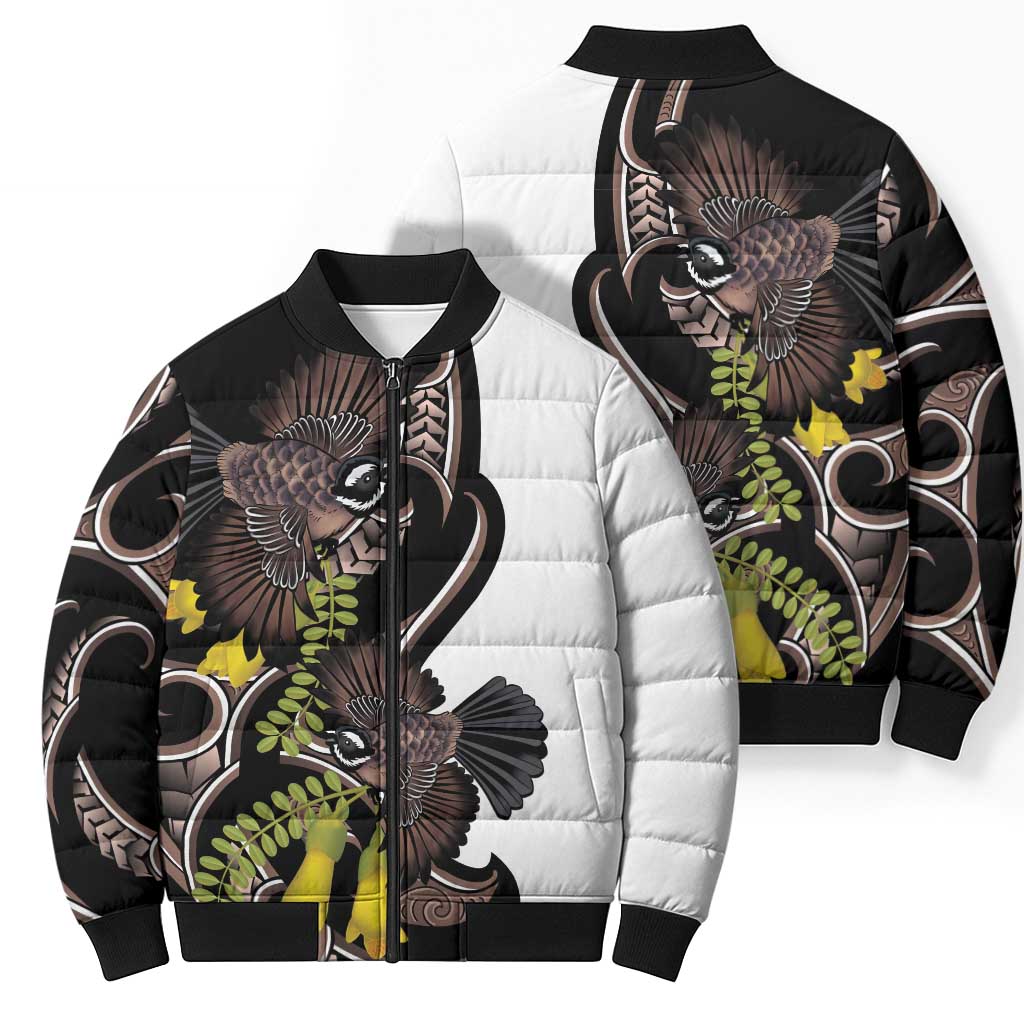 New Zealand Valentines Day Bomber Puffer Jacket Piwakawaka Lovers Maori Koru Tattoo - Aussie Hoodie