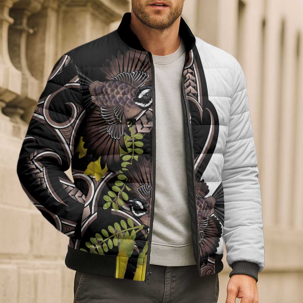 New Zealand Valentines Day Bomber Puffer Jacket Piwakawaka Lovers Maori Koru Tattoo - Aussie Hoodie