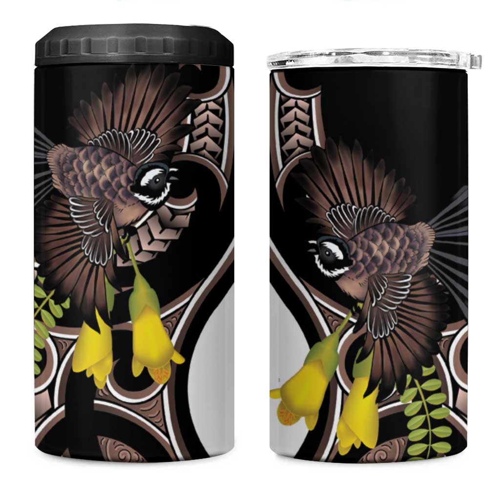 New Zealand Valentines Day 4 in 1 Can Cooler Tumbler Piwakawaka Lovers Maori Koru Tattoo - Aussie Hoodie