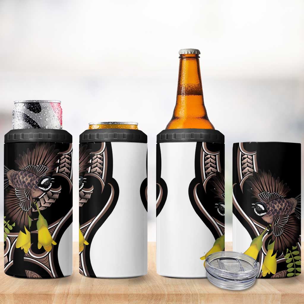 New Zealand Valentines Day 4 in 1 Can Cooler Tumbler Piwakawaka Lovers Maori Koru Tattoo - Aussie Hoodie