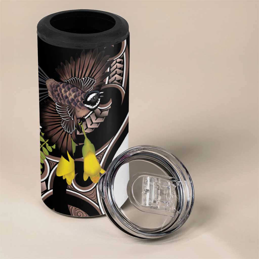 New Zealand Valentines Day 4 in 1 Can Cooler Tumbler Piwakawaka Lovers Maori Koru Tattoo - Aussie Hoodie