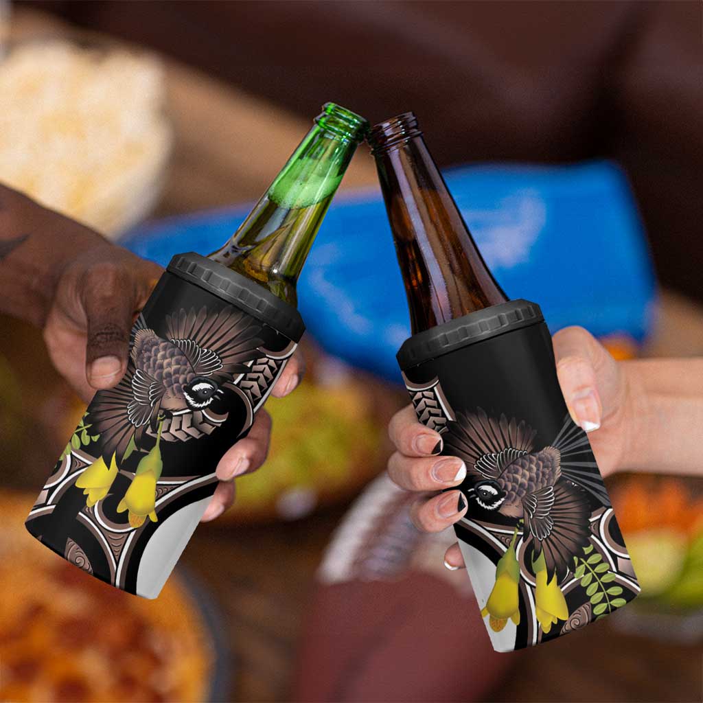 New Zealand Valentines Day 4 in 1 Can Cooler Tumbler Piwakawaka Lovers Maori Koru Tattoo - Aussie Hoodie