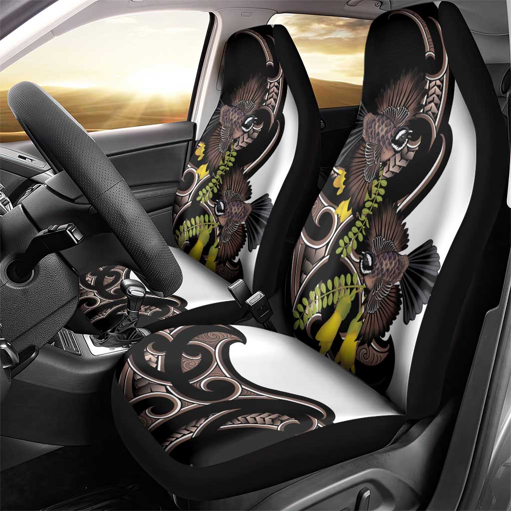 New Zealand Valentines Day Car Seat Cover Piwakawaka Lovers Maori Koru Tattoo - Aussie Hoodie