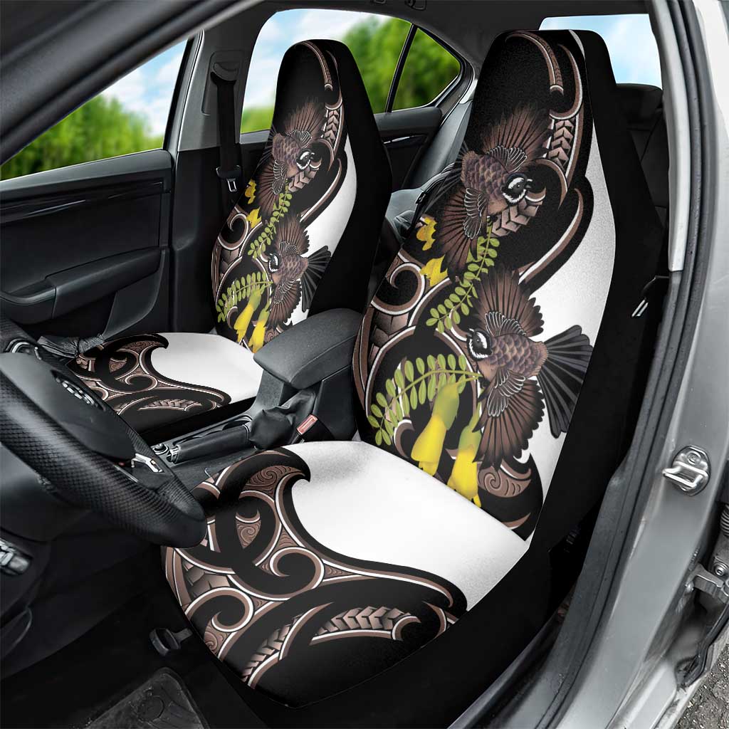 New Zealand Valentines Day Car Seat Cover Piwakawaka Lovers Maori Koru Tattoo - Aussie Hoodie