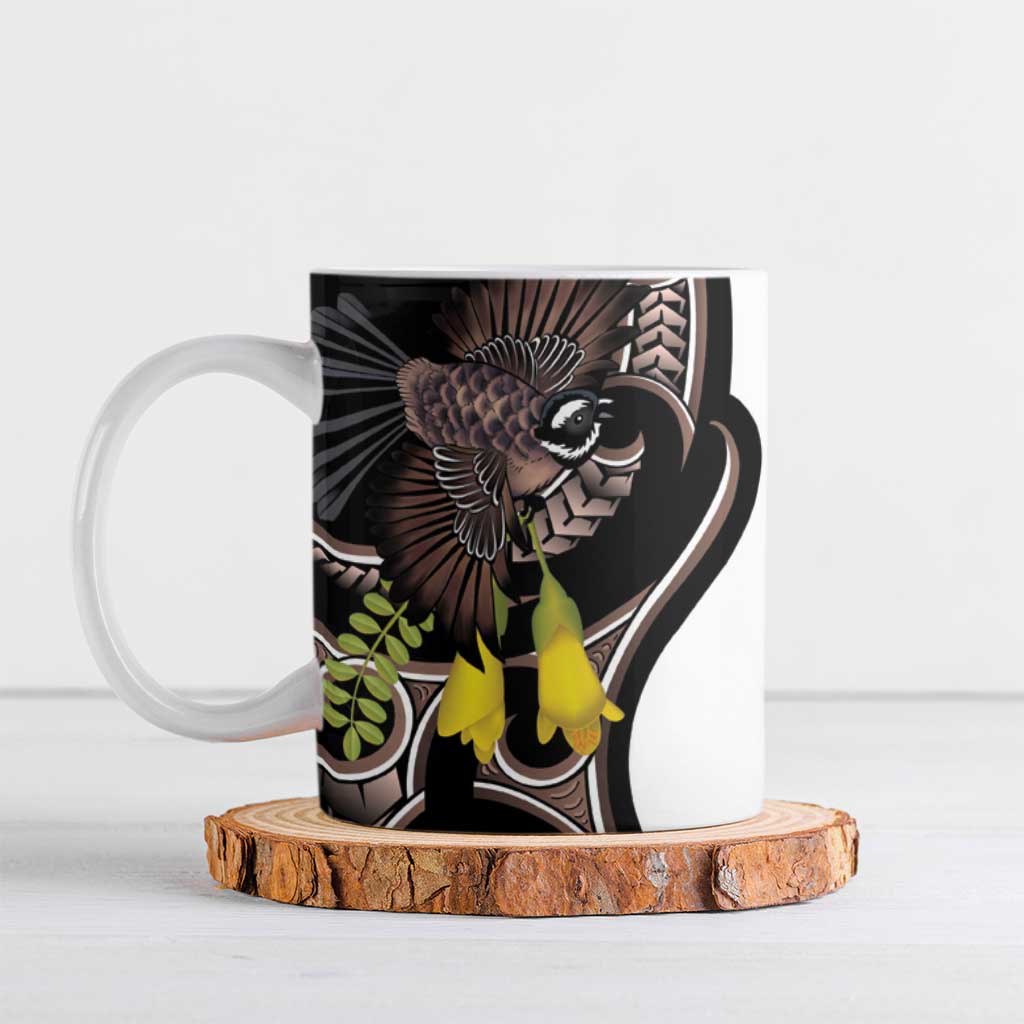 New Zealand Valentines Day Ceramic Mug Piwakawaka Lovers Maori Koru Tattoo - Aussie Hoodie