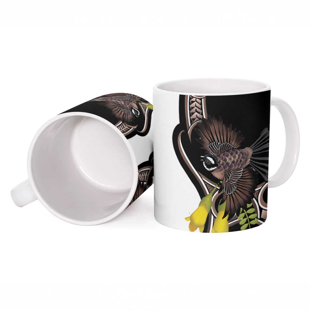 New Zealand Valentines Day Ceramic Mug Piwakawaka Lovers Maori Koru Tattoo - Aussie Hoodie