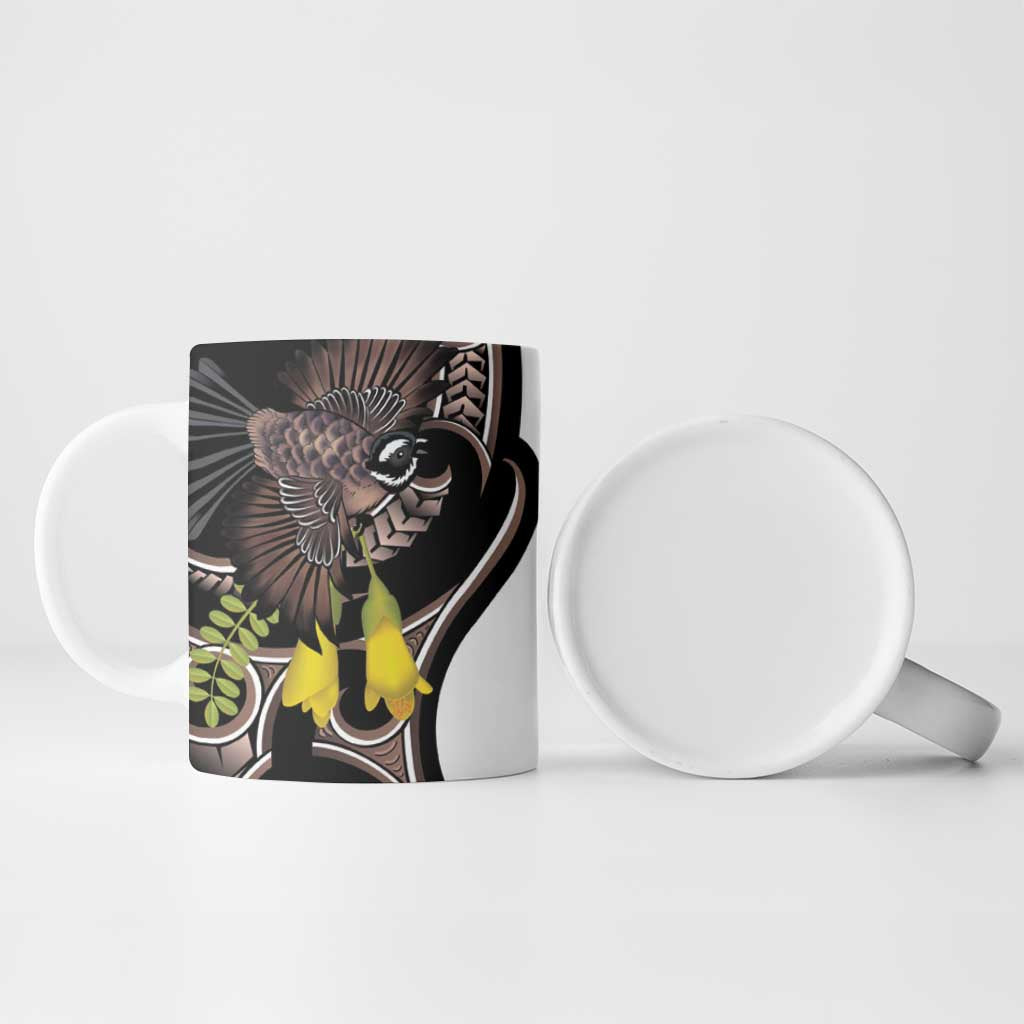 New Zealand Valentines Day Ceramic Mug Piwakawaka Lovers Maori Koru Tattoo - Aussie Hoodie