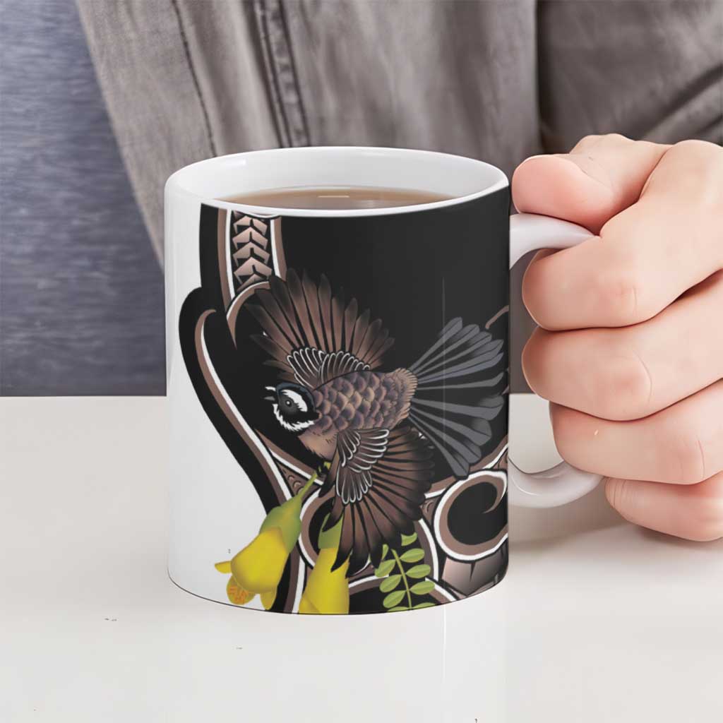 New Zealand Valentines Day Ceramic Mug Piwakawaka Lovers Maori Koru Tattoo - Aussie Hoodie