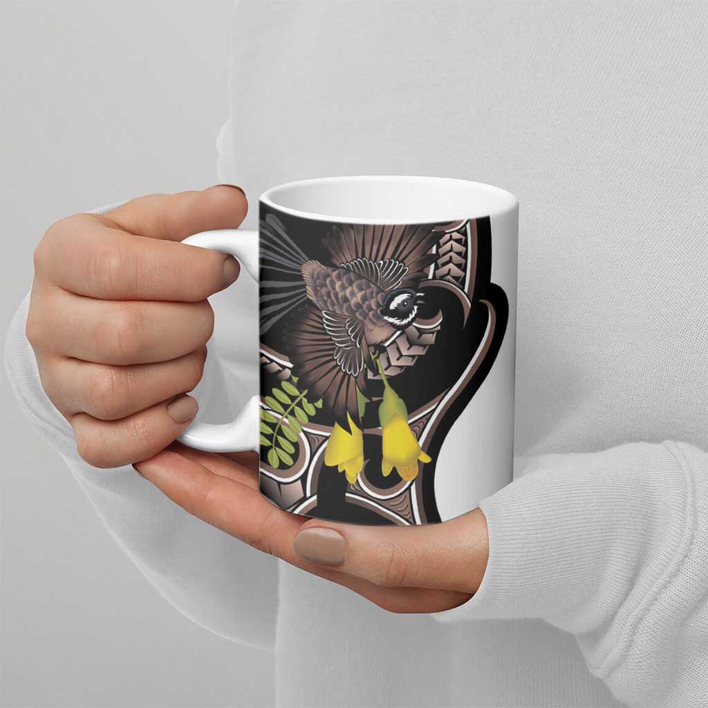 New Zealand Valentines Day Ceramic Mug Piwakawaka Lovers Maori Koru Tattoo - Aussie Hoodie