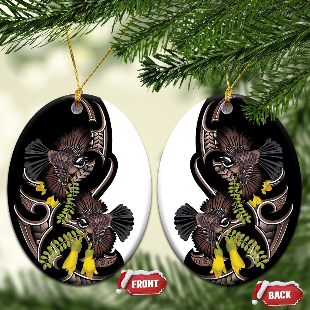 New Zealand Valentines Day Ceramic Ornament Piwakawaka Lovers Maori Koru Tattoo - Aussie Hoodie