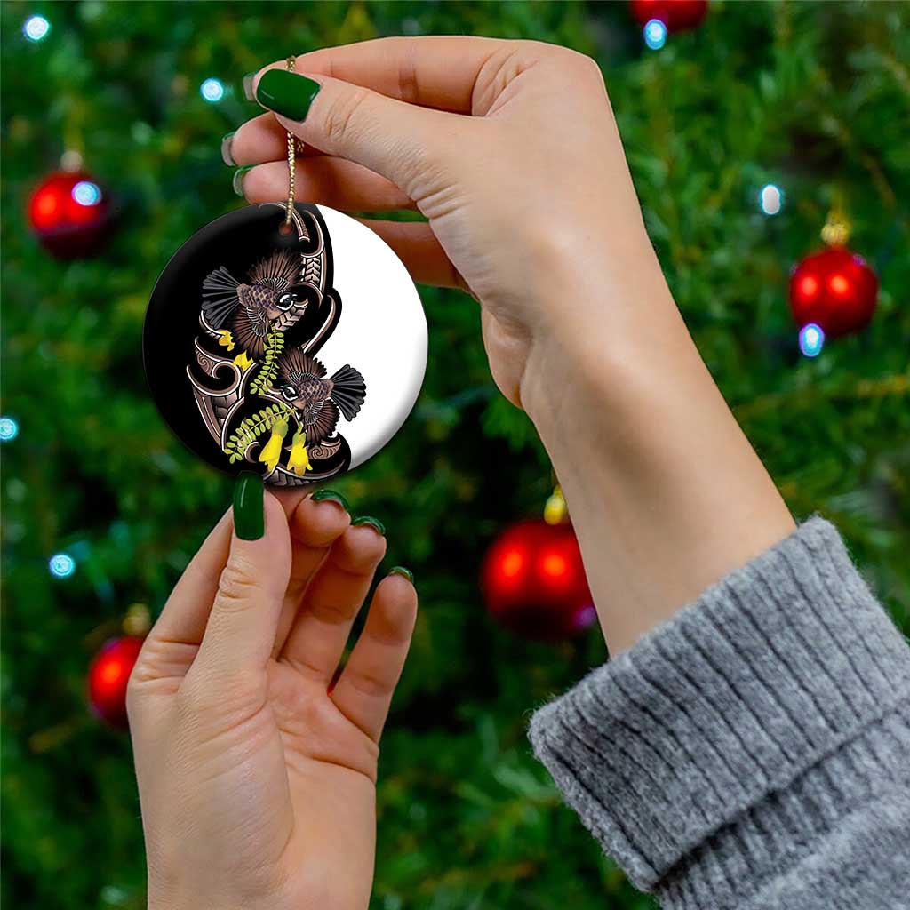 New Zealand Valentines Day Ceramic Ornament Piwakawaka Lovers Maori Koru Tattoo - Aussie Hoodie