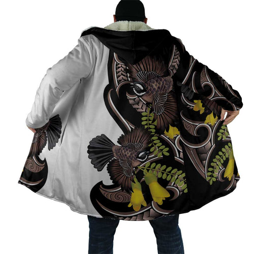 New Zealand Valentines Day Cloak Piwakawaka Lovers Maori Koru Tattoo - Aussie Hoodie