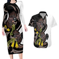 New Zealand Valentines Day Couples Matching Long Sleeve Bodycon Dress and Hawaiian Shirt Piwakawaka Lovers Maori Koru Tattoo - Aussie Hoodie