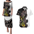 New Zealand Valentines Day Couples Matching Puletasi and Hawaiian Shirt Piwakawaka Lovers Maori Koru Tattoo - Aussie Hoodie