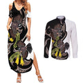 New Zealand Valentines Day Couples Matching Summer Maxi Dress and Long Sleeve Button Shirt Piwakawaka Lovers Maori Koru Tattoo - Aussie Hoodie