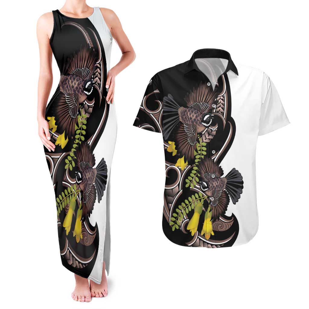 New Zealand Valentines Day Couples Matching Tank Maxi Dress and Hawaiian Shirt Piwakawaka Lovers Maori Koru Tattoo - Aussie Hoodie