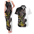 New Zealand Valentines Day Couples Matching Tank Maxi Dress and Hawaiian Shirt Piwakawaka Lovers Maori Koru Tattoo - Aussie Hoodie