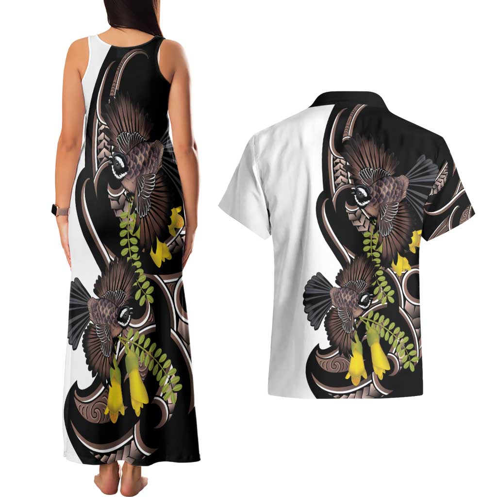New Zealand Valentines Day Couples Matching Tank Maxi Dress and Hawaiian Shirt Piwakawaka Lovers Maori Koru Tattoo - Aussie Hoodie