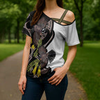 New Zealand Valentines Day Cross Shoulder Shirt Piwakawaka Lovers Maori Koru Tattoo - Aussie Hoodie