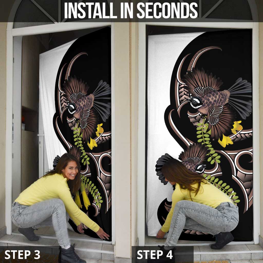 New Zealand Valentines Day Door Cover Piwakawaka Lovers Maori Koru Tattoo - Aussie Hoodie